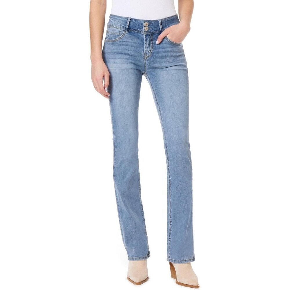 Bootcut Jeans Women Mid Rise Curvy Insta Stretch Denim Sizes 0-24 - Picture 3 of 8